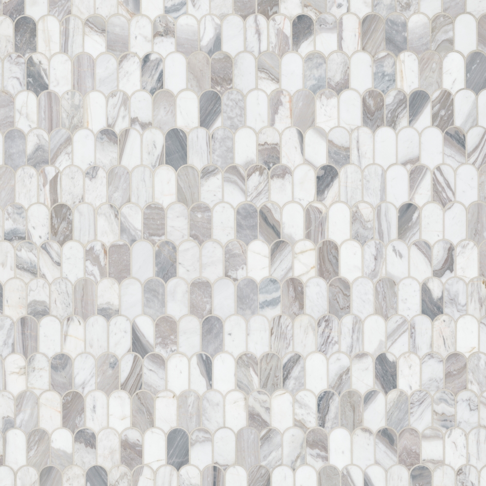 Edessa Scallop 12X13 Polished Marble Mosaic Floor Wall Tile