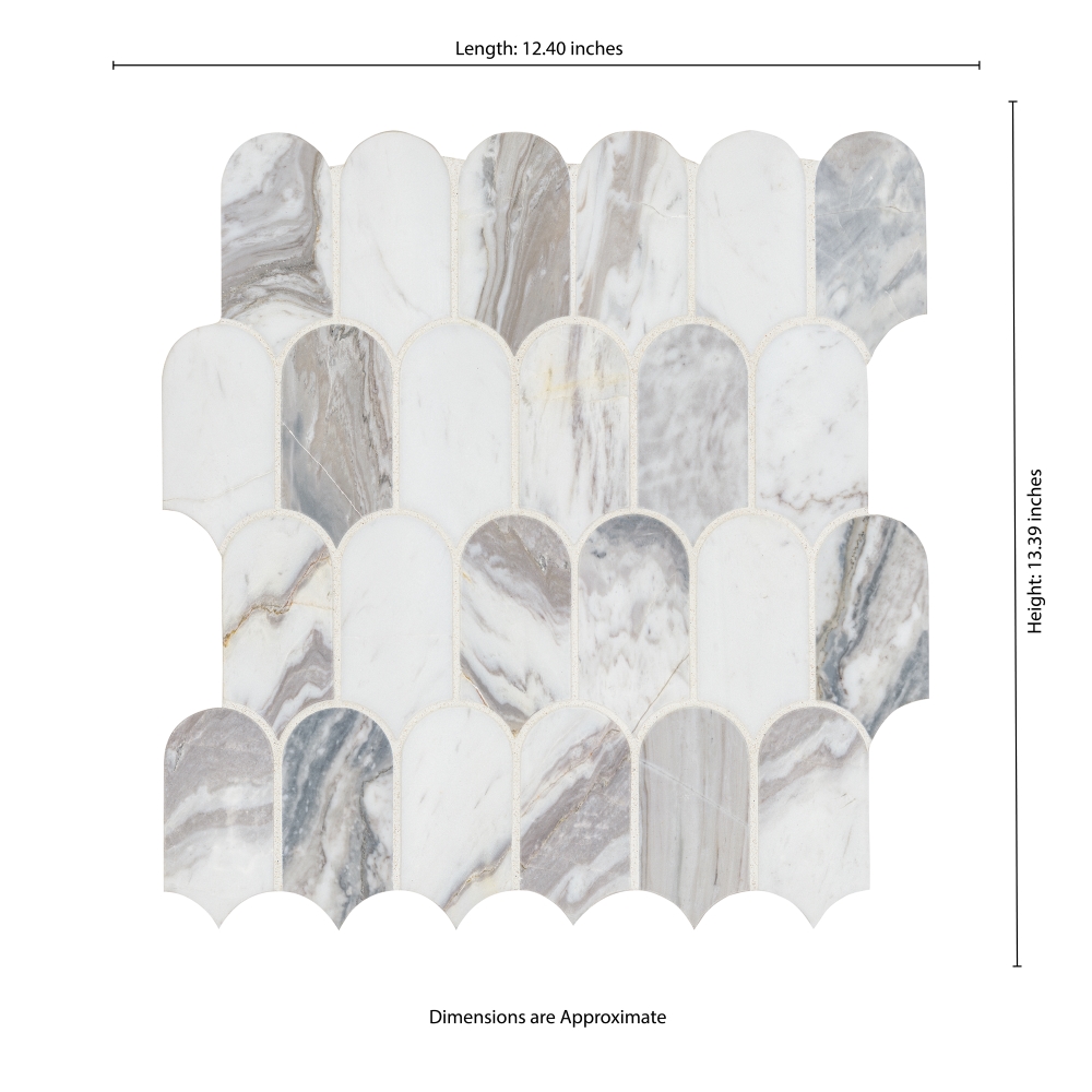 Edessa Scallop 12X13 Polished Marble Mosaic Floor Wall Tile