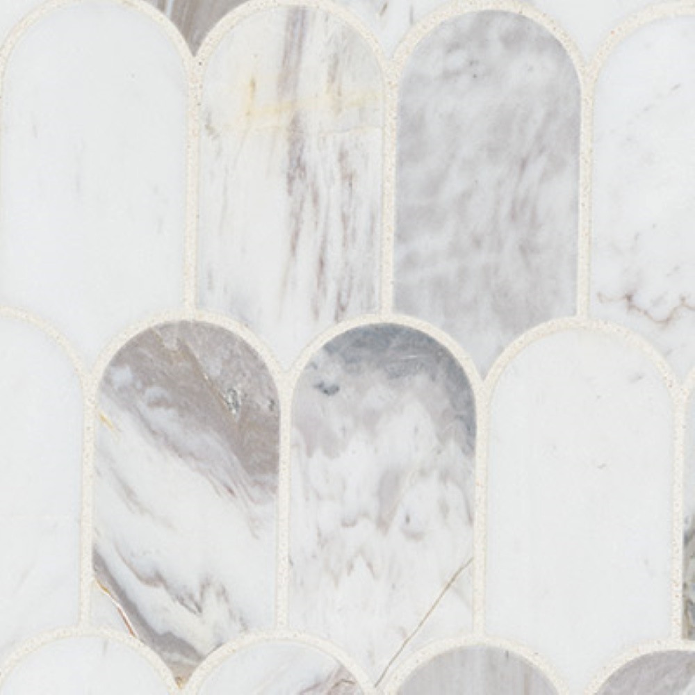 Edessa Scallop 12X13 Polished Marble Mosaic Floor Wall Tile