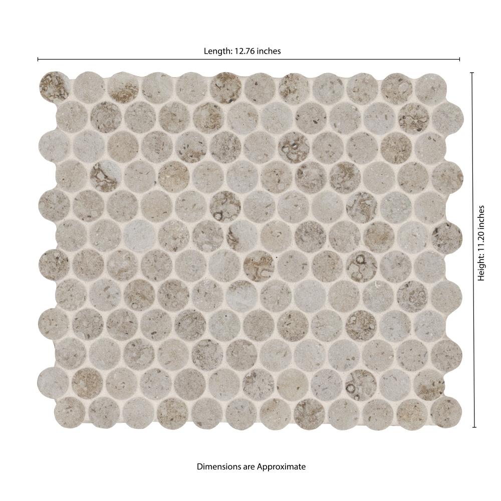 Myrtle Sands Round 11X13 Matte Porcelain Mosaic Floor Wall Tile