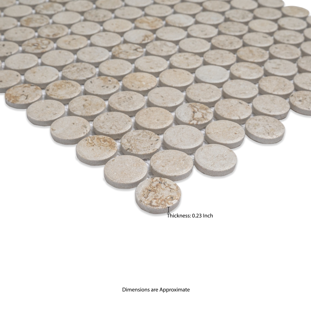 Myrtle Sands Round 11X13 Matte Porcelain Mosaic Floor Wall Tile