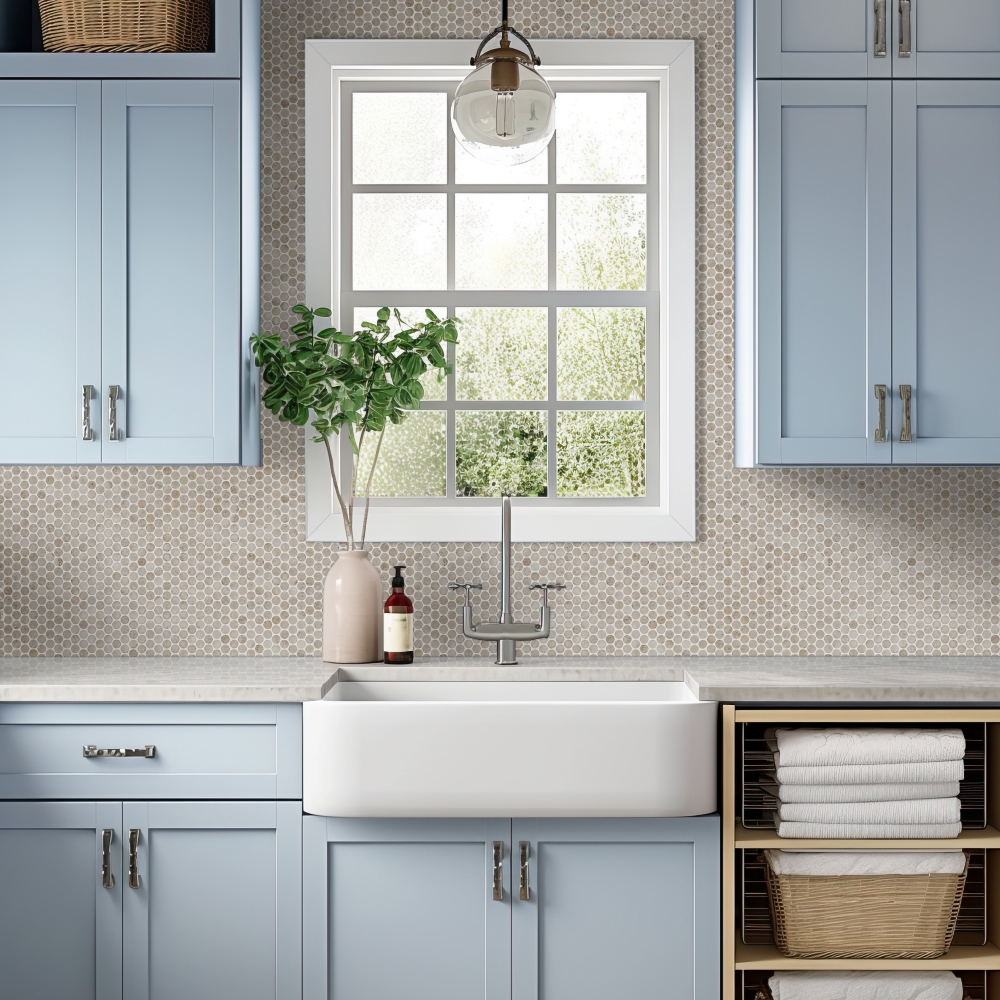 Myrtle Sands Round 11X13 Matte Porcelain Mosaic Floor Wall Tile