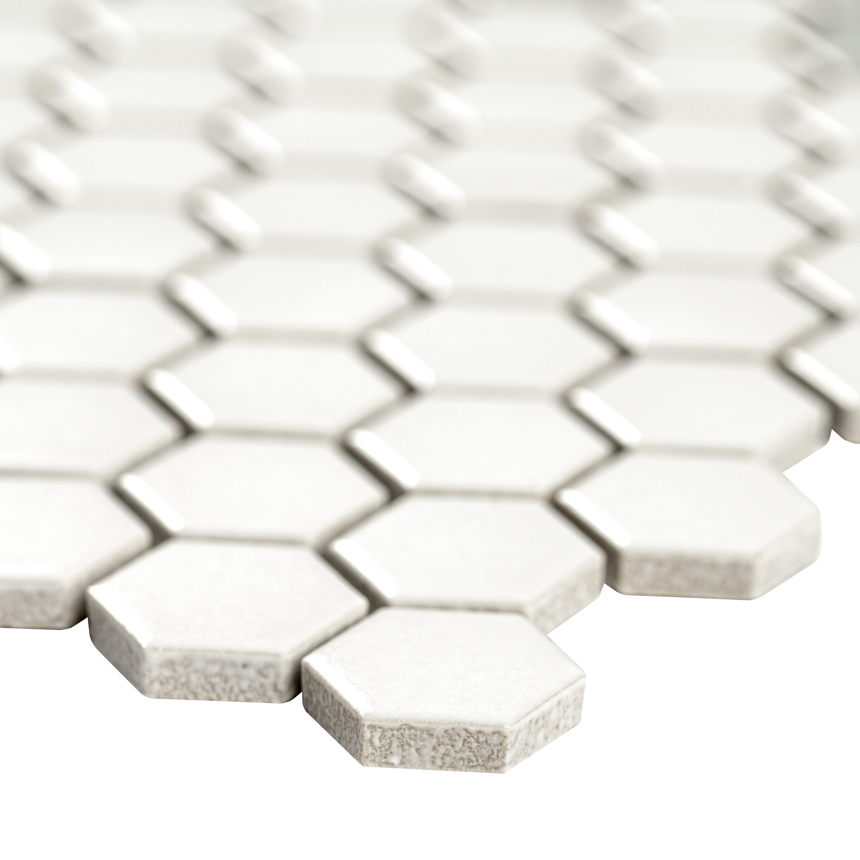 White and Gray Mod Petal 11.73x11.85 Matte Porcelain Mosaic Tile