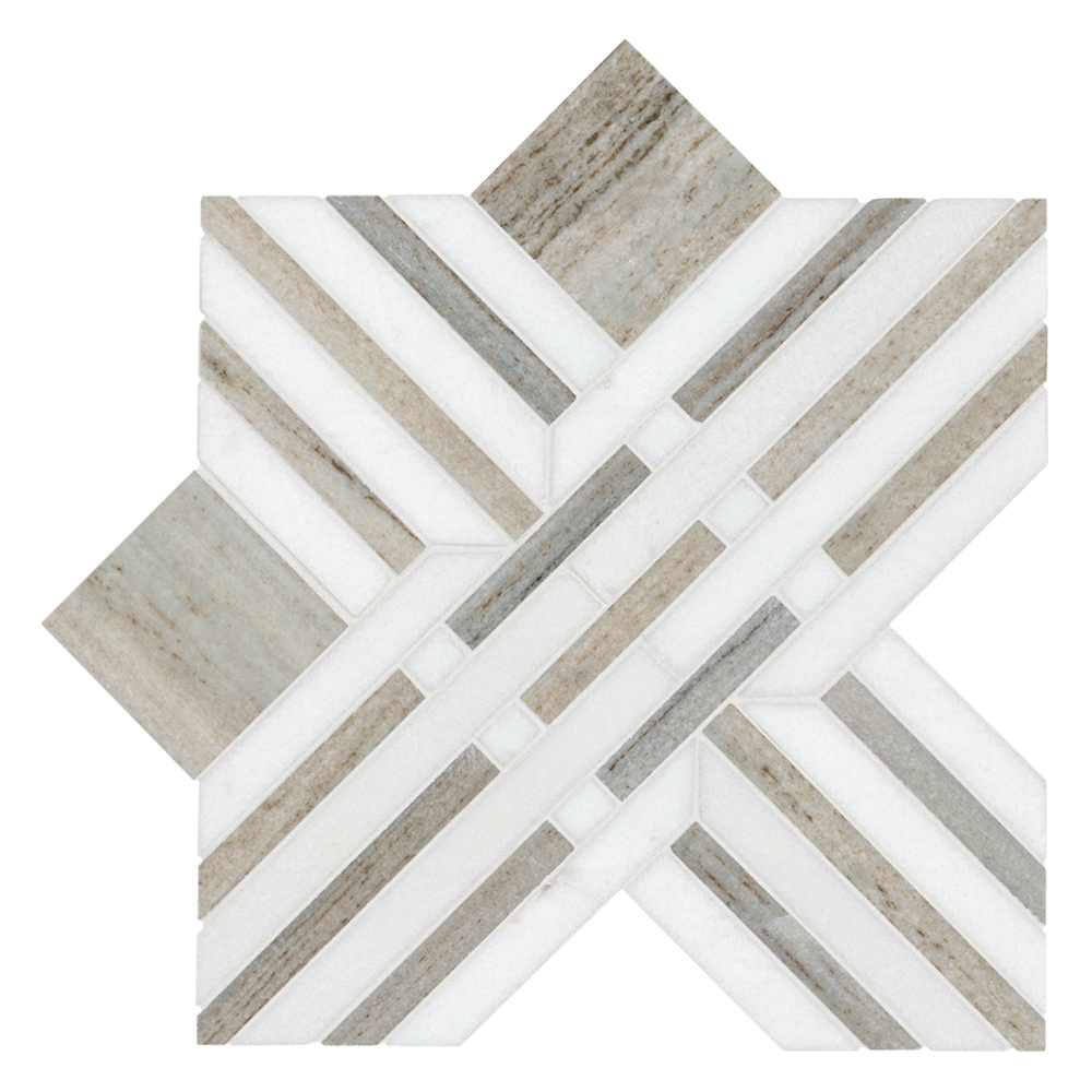 Wellington Pattern 12X12 Polished Marble Mosaic Floor Wall Tile