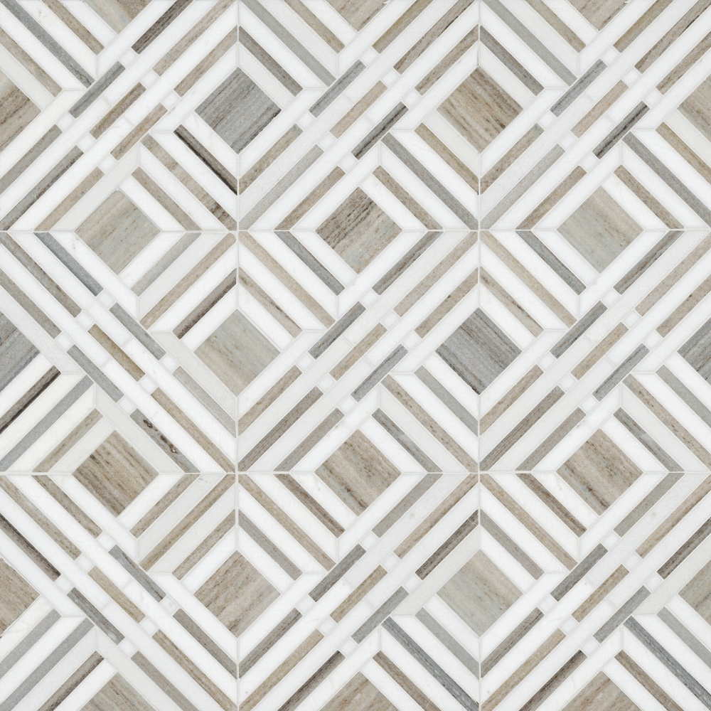 Wellington Pattern 12X12 Polished Marble Mosaic Floor Wall Tile