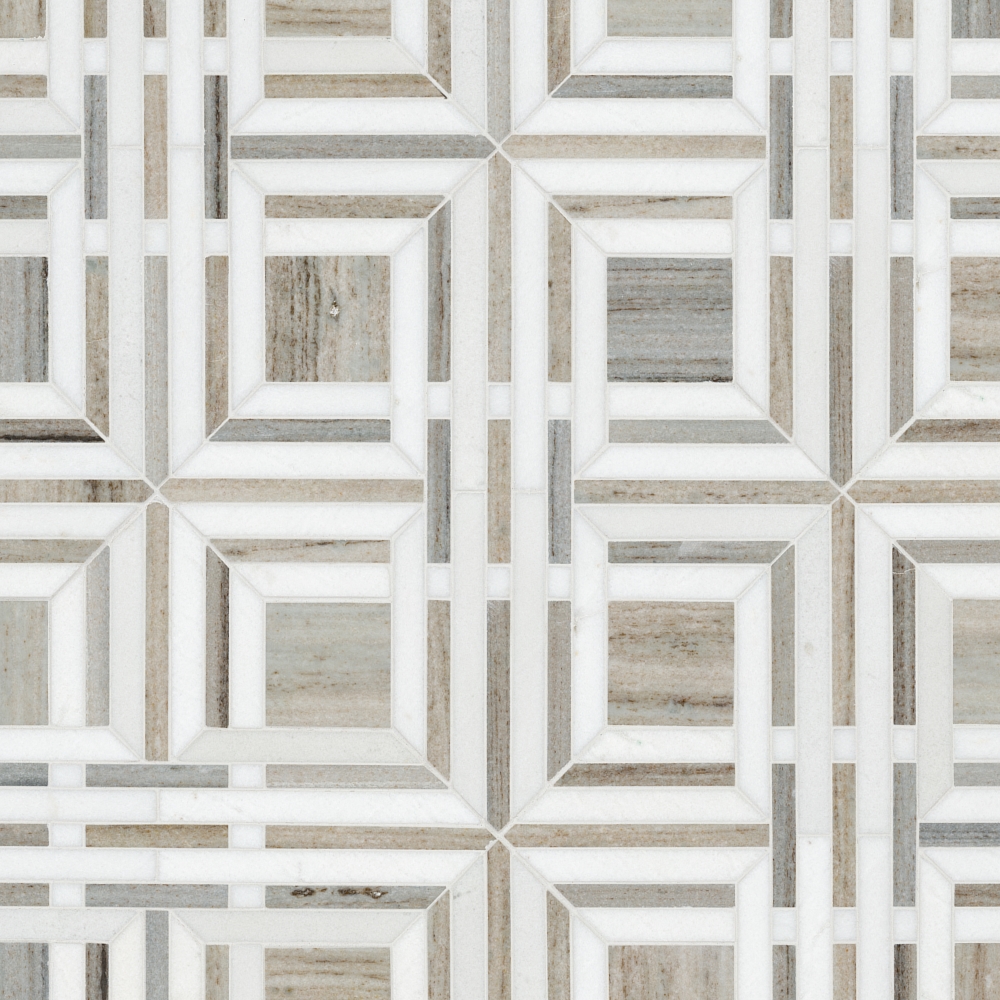 Wellington Pattern 12X12 Polished Marble Mosaic Floor Wall Tile