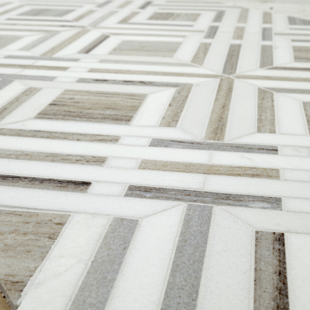Wellington Pattern 12X12 Polished Marble Mosaic Floor Wall Tile