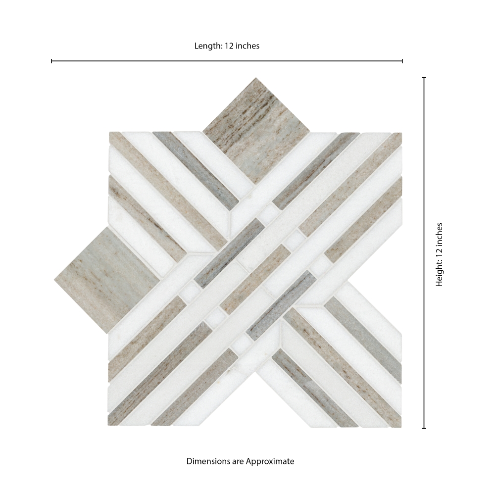 Wellington Pattern 12X12 Polished Marble Mosaic Floor Wall Tile