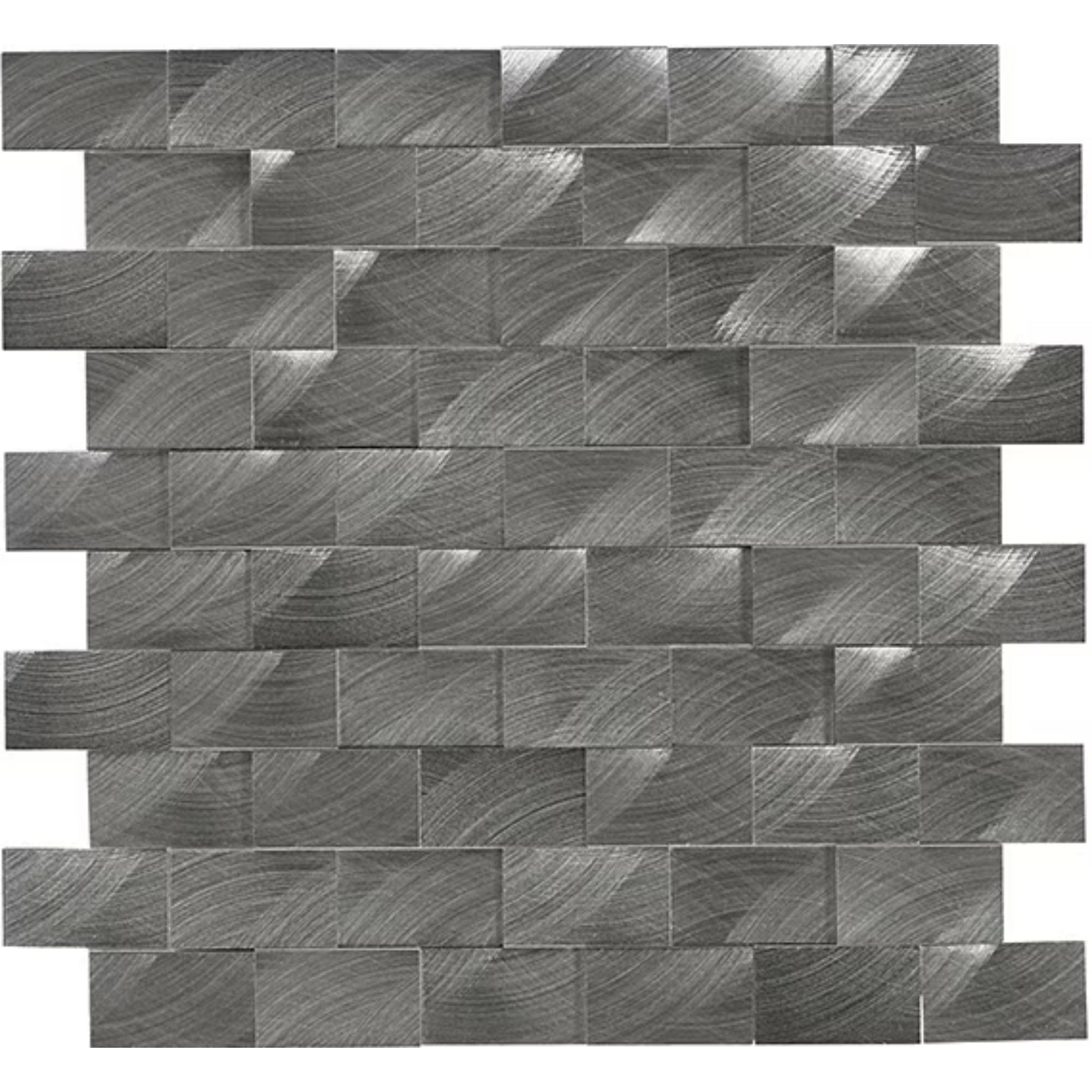Structure Gunmetal Brick Joint 1X2 Satin Mosaic Tile