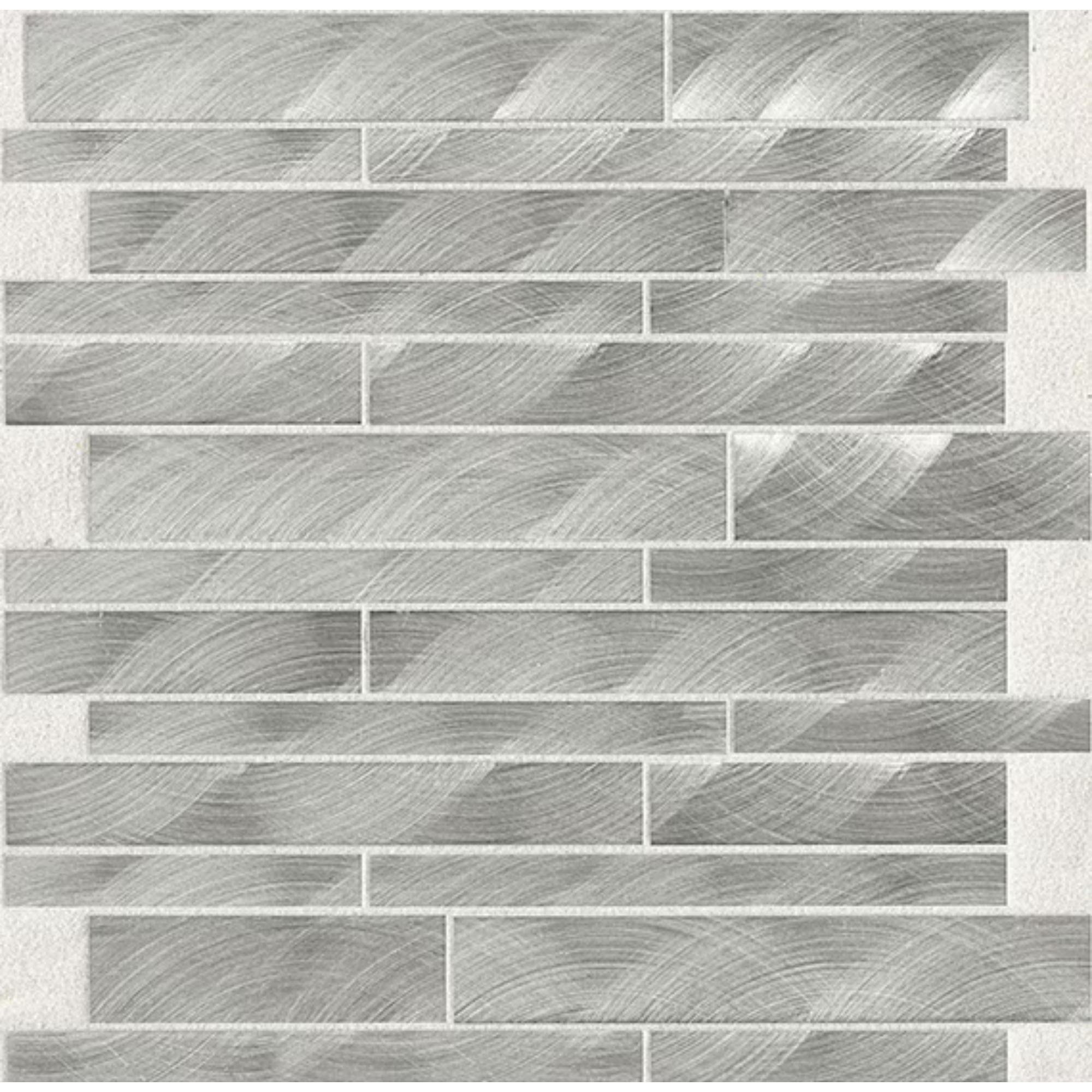 Structure Steel Random 12X12 Interlocking Satin Mosaic Tile
