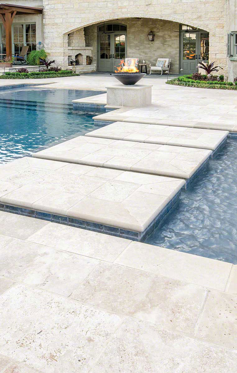 Tuscany Beige 12X24 Eased Edges Travertine Pool Coping