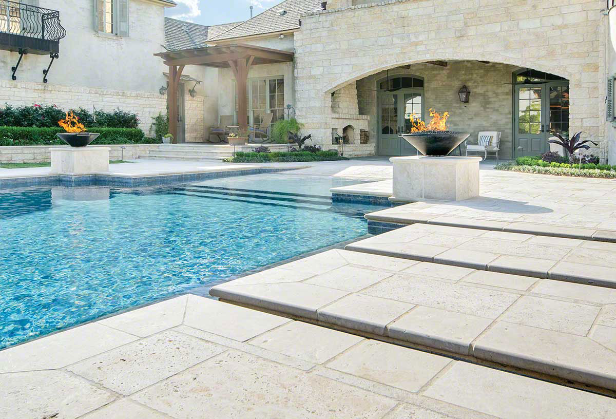 Tuscany Beige 12X24 Eased Edges Travertine Pool Coping