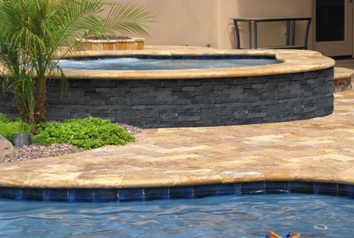 Tuscany Porcini 12X24 Honed Unfilled Brushed One Long Side Bullnose Pool Coping