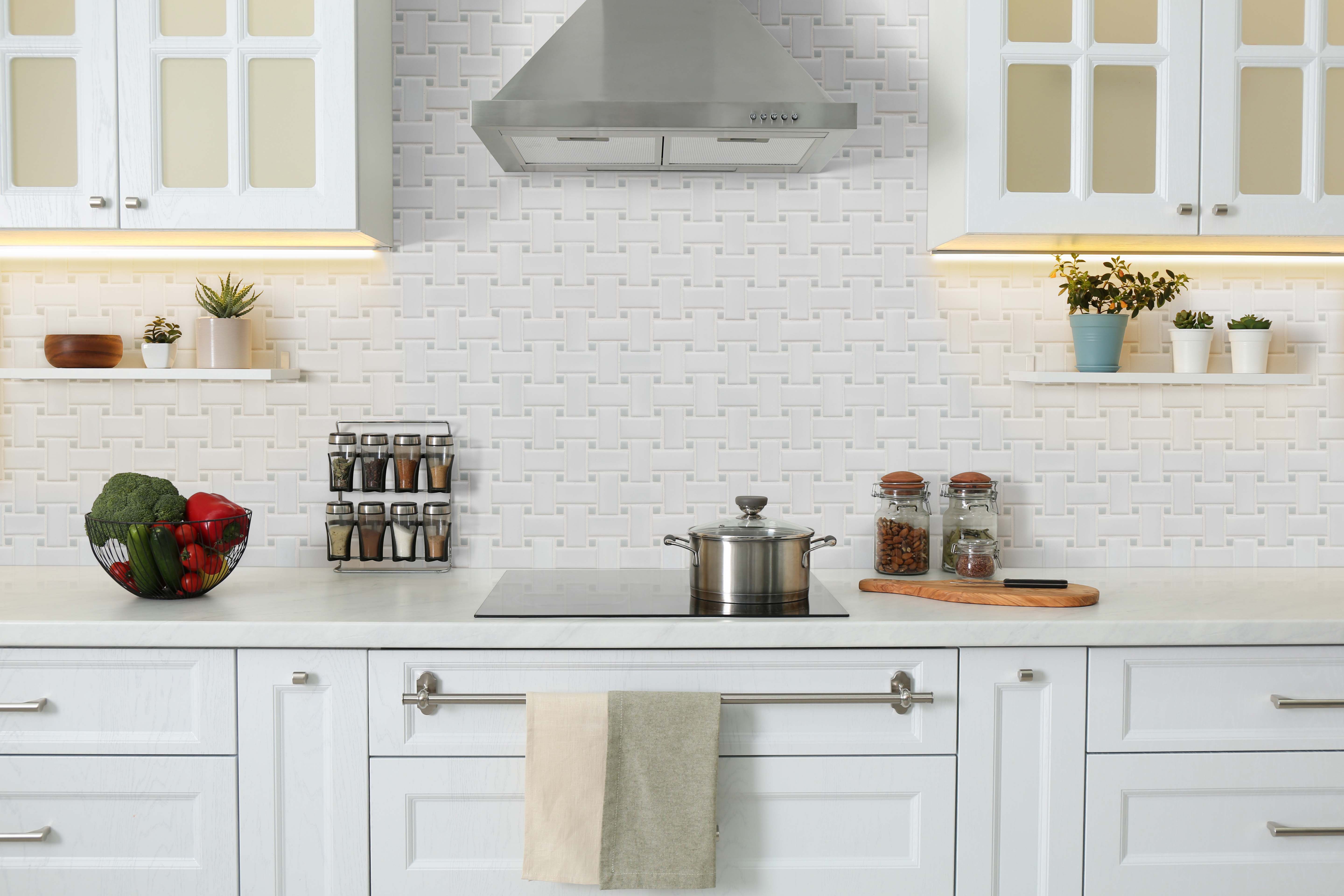 White and Gray Basketweave 11.81X11.81 6mm Matte Porcelain Mosaic Tile-2