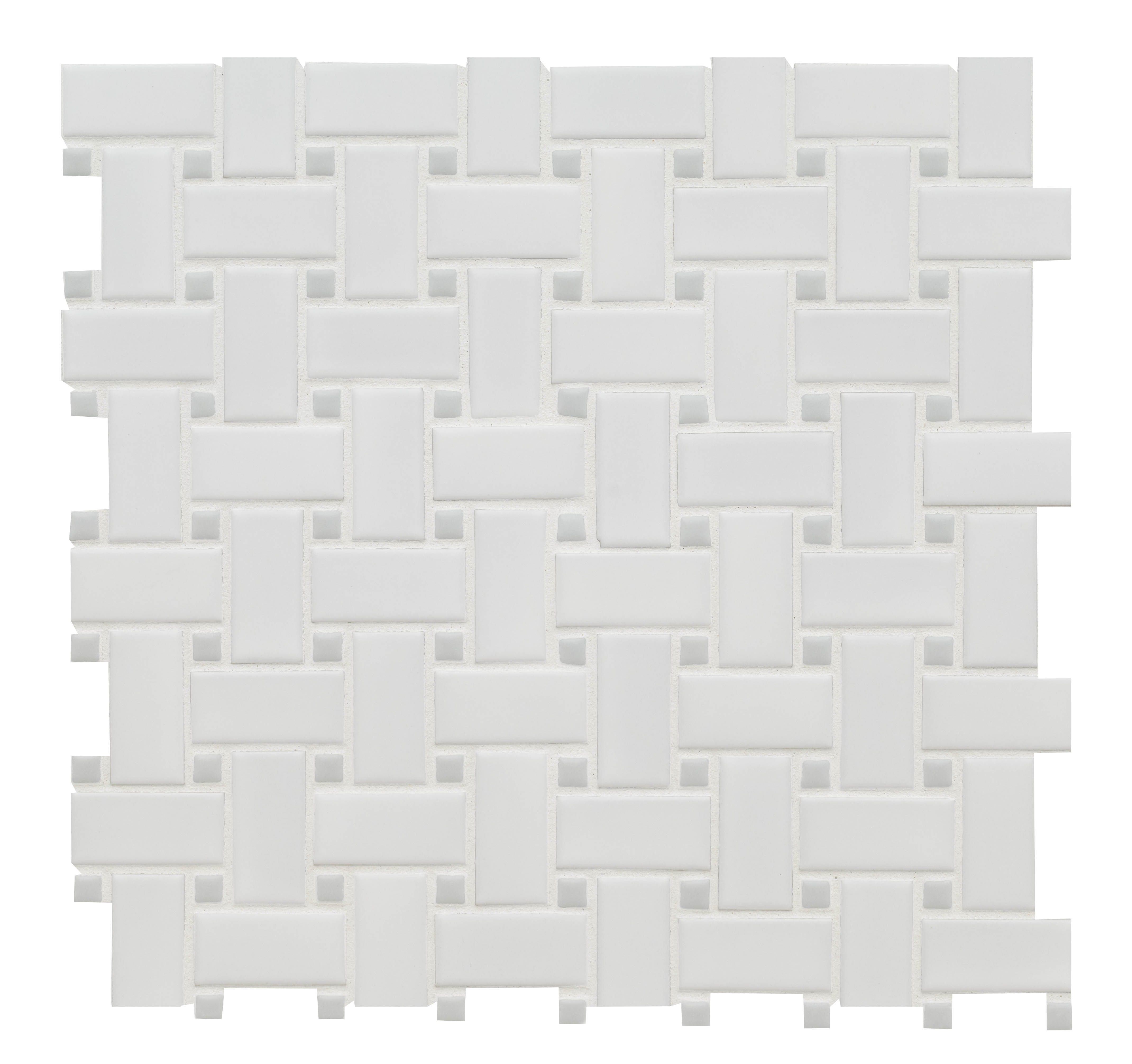 White and Gray Basketweave 11.81X11.81 6mm Matte Porcelain Mosaic Tile-3